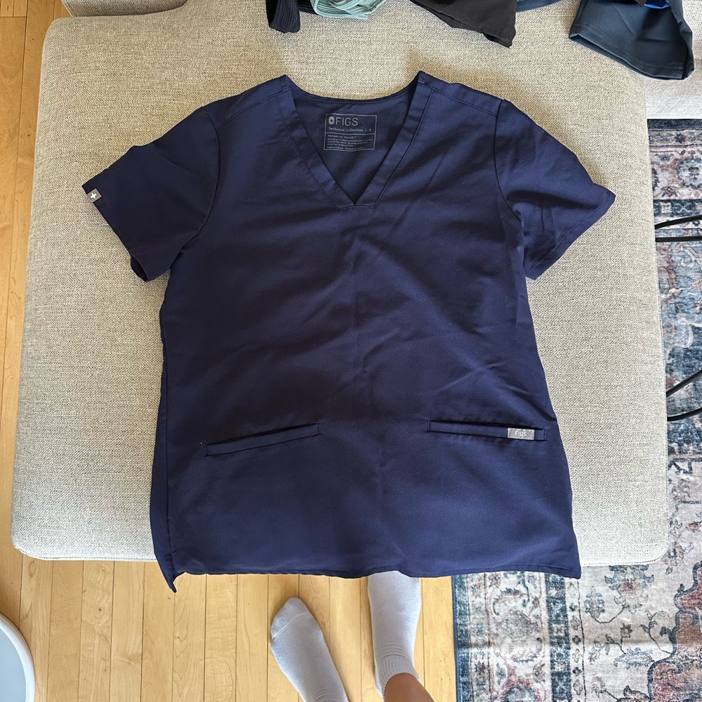 Figs Deep Blue Scrub Top